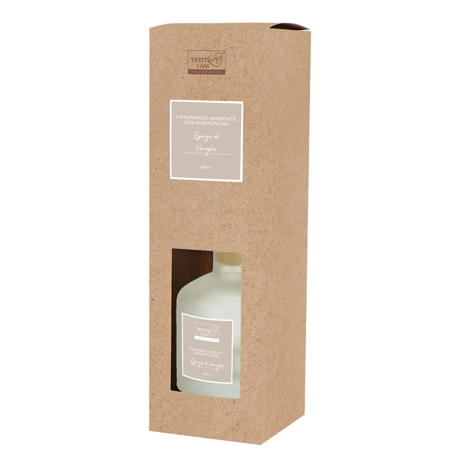 VESTIAMO CASA - Diffusore di Fragranza con bastoncini Essenza di Vaniglia 200 ml